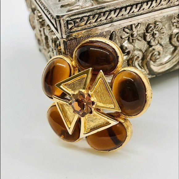 Vintage Benedikt NY Maltese Cross Amber Brooch Pendant RARE - Picture 10 of 10